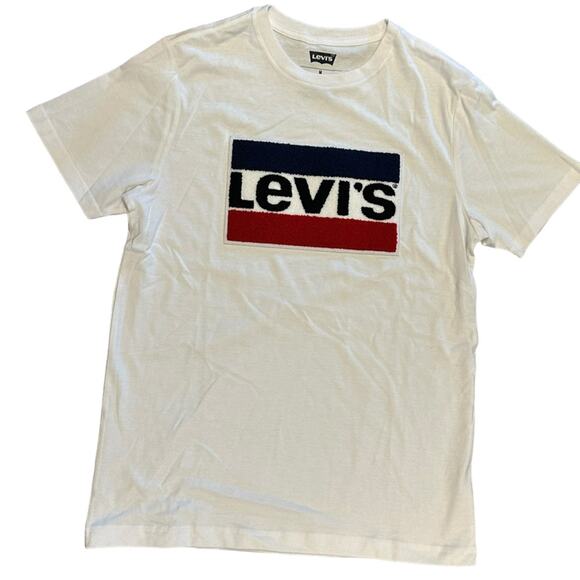 Levi’s Adult Medium White Short Sleeve T Shirt with Logo Patch - Picture 1 of 4